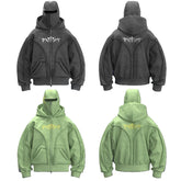 Hearujoy Y2K Ninja Hoodie Gothic Trendy Double Hat Design Functional Streetwear Vintage High Street Men Women Oversized Casual Pullover